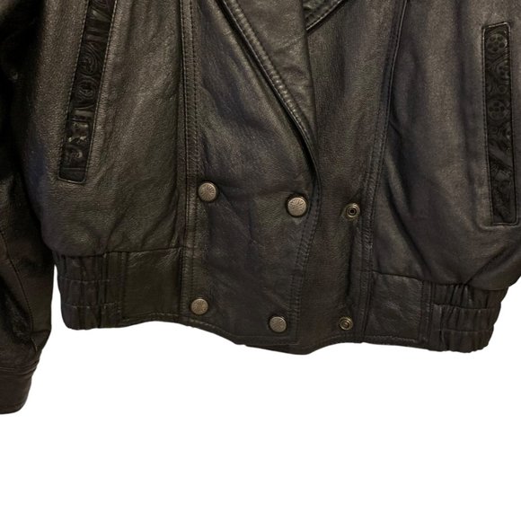 Wilsons Leather Ladies Biker's Jacket Black XS Paisley Details - Picture 8 of 16